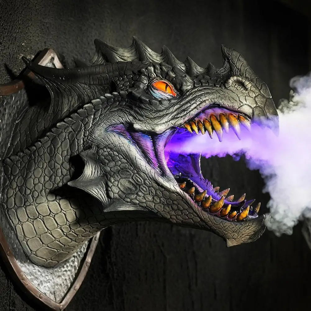 

Dragon Legends Prop 3d Wall Mounted Smoked Led Dragon With Wall Sculpture Art Light Hanging Dinosaur Statue Wall Decor D9a0