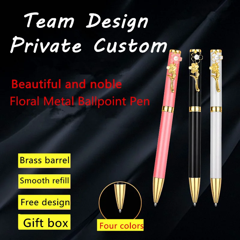 

Fashion Metal Ballpoint Pen 2022 Teacher Student School Writing Supplies Pretty Stationery Gift Business Color Rose Gel Pen LOGO