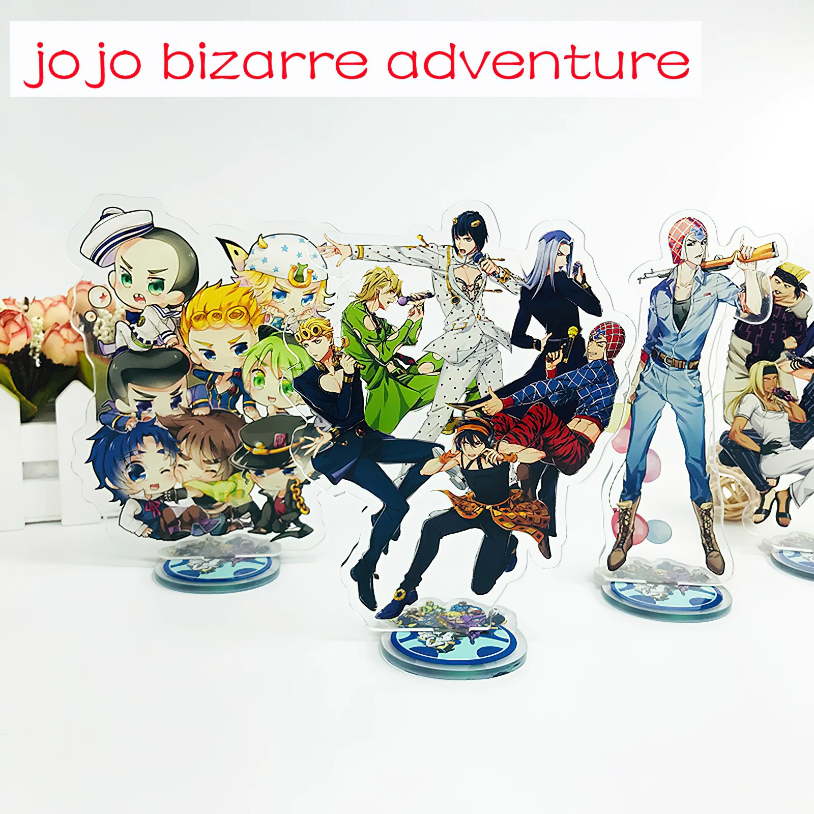

Japan Anime Jojo Bizarre Adventure Figure Laser Acrylic Model Plate Stone Ocean Series Jolyne Cujoh Ermes Desktop Decoration