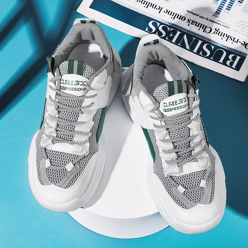 

Кроссовки мужские сетчатые на шнуровке, дышащие удобные, нескользящая резиновая подошва, удобная обувь для отдыха, осень