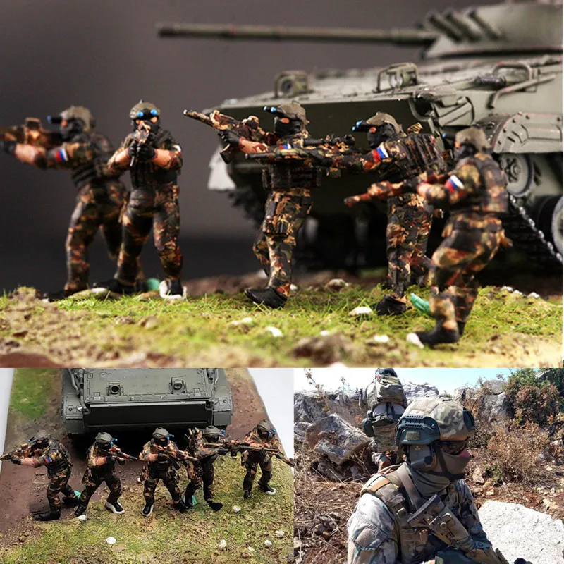 

1:72 Scale Model 5 Pcs Action Figure Russian OSS Special Forces 5 Soldiers Doll Toys DIY Scene Accessory Collection Display Gift