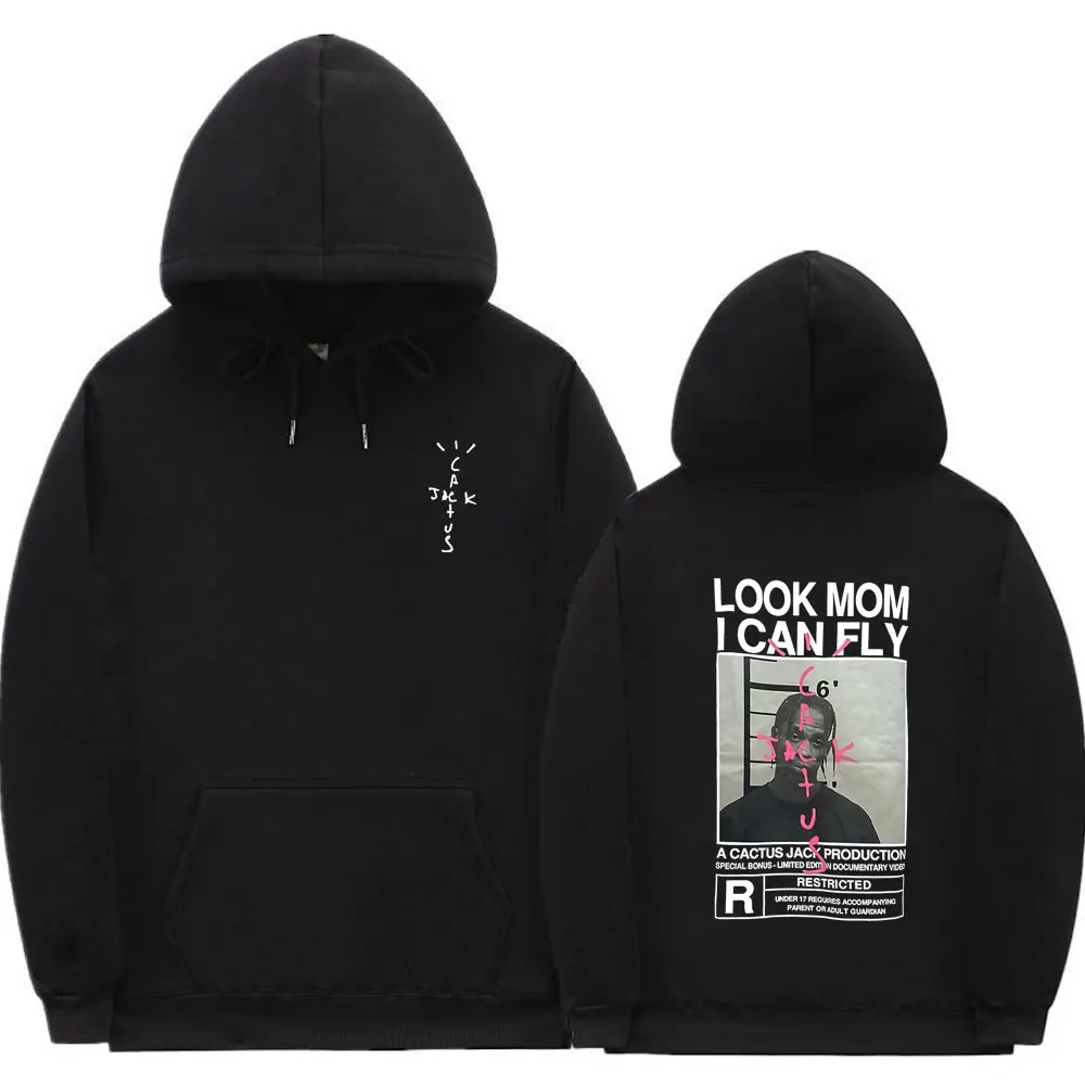 

Cactus Jack Hoodie Men Women Double-sided Graphic Sweatshirt LOOK MOM I CAN FLY Hoodies Unisex Fashion Hip Hop Streetwear Male