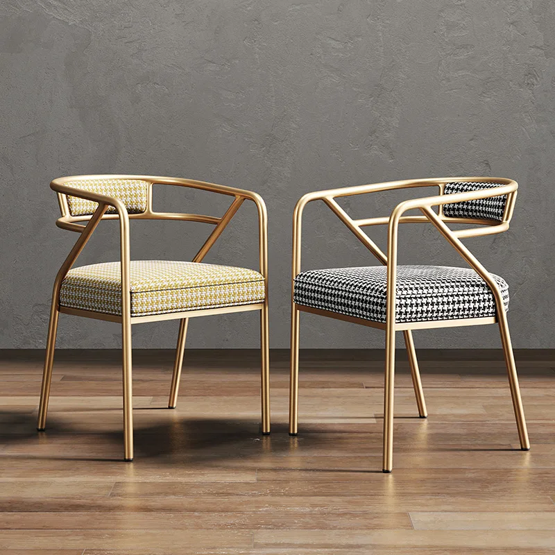 

Designer Lounge Dining Chairs Living Room Modern Restaurant Gold Metal Silla Comedor Home Furniture WSW15XP