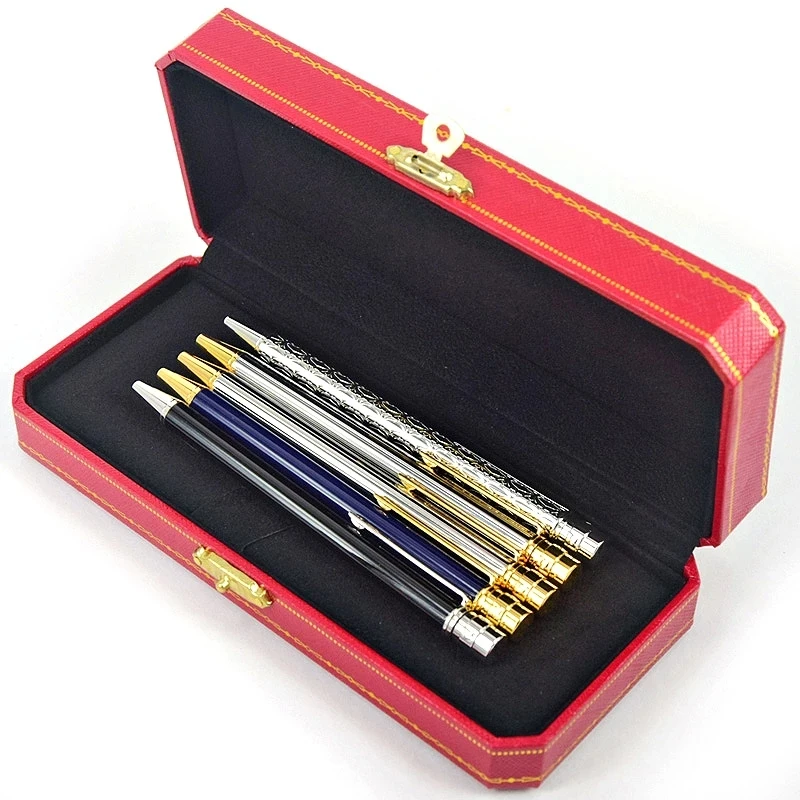 Luxury Classic Santos De CT Ballpoint Pen Lacquer Barrel Golden Trim Thin Style Santos Wiredrawing Pattern Writing Smooth