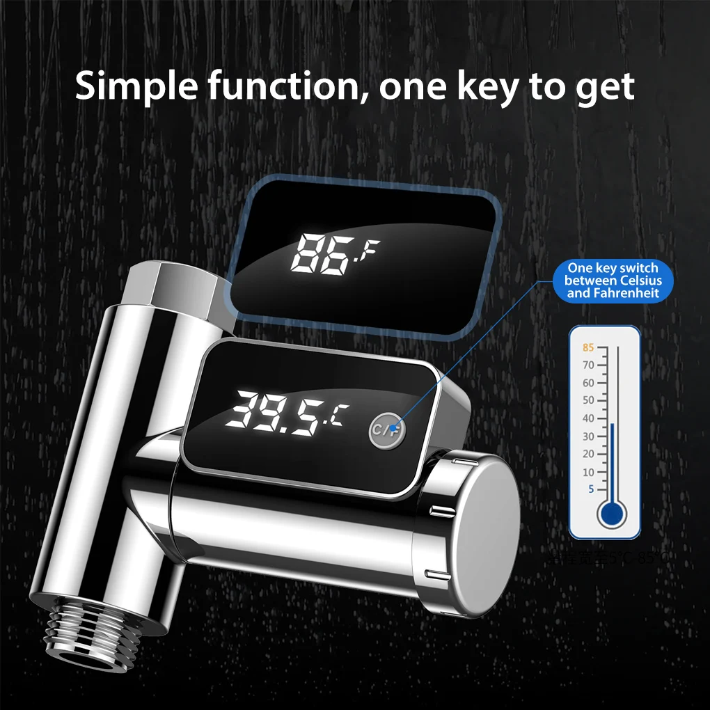 

LED Screen Display Shower Head Temperature Gauge 5℃-85℃ Bath Water Faucet Thermometer Battery Operated Fahrenheit Celsius Meter