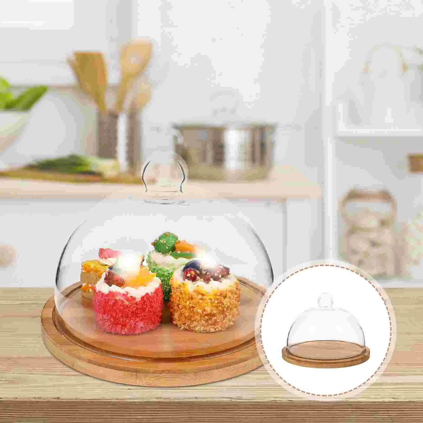 

1 Set Glass Dome Cover Novel Versatile Durable Fine Gift Plate Cake Cover Cover