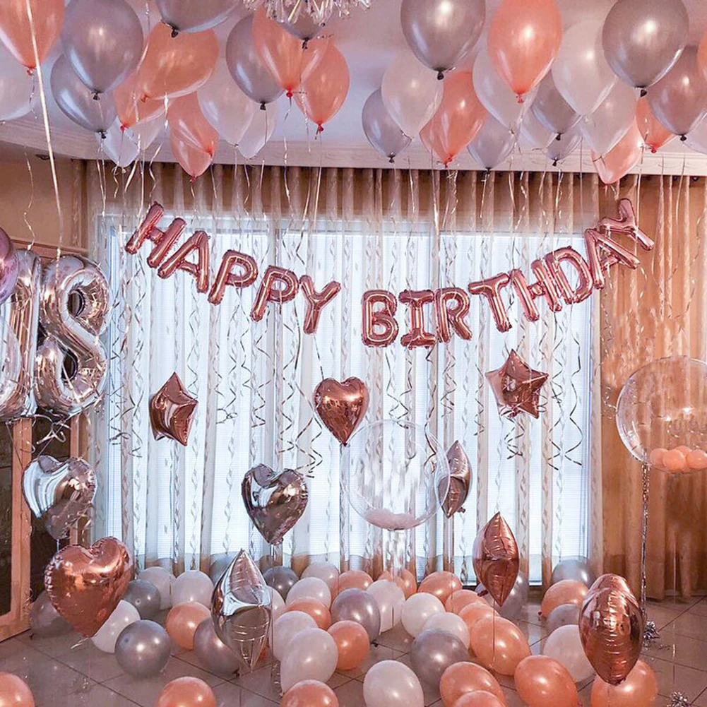 

Balloons Birthday Decoration Kit Decorative Balloons Full Rose Gold Design