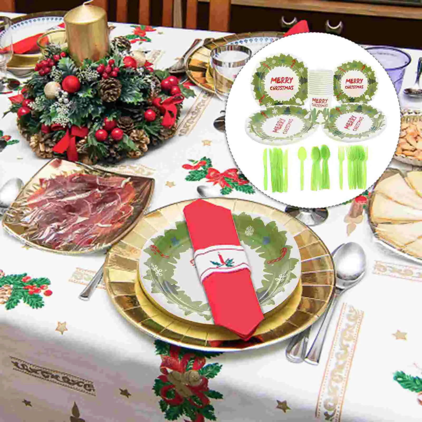 

1 Set Creative Christmas Party Paper Tableware Paper Tableware
