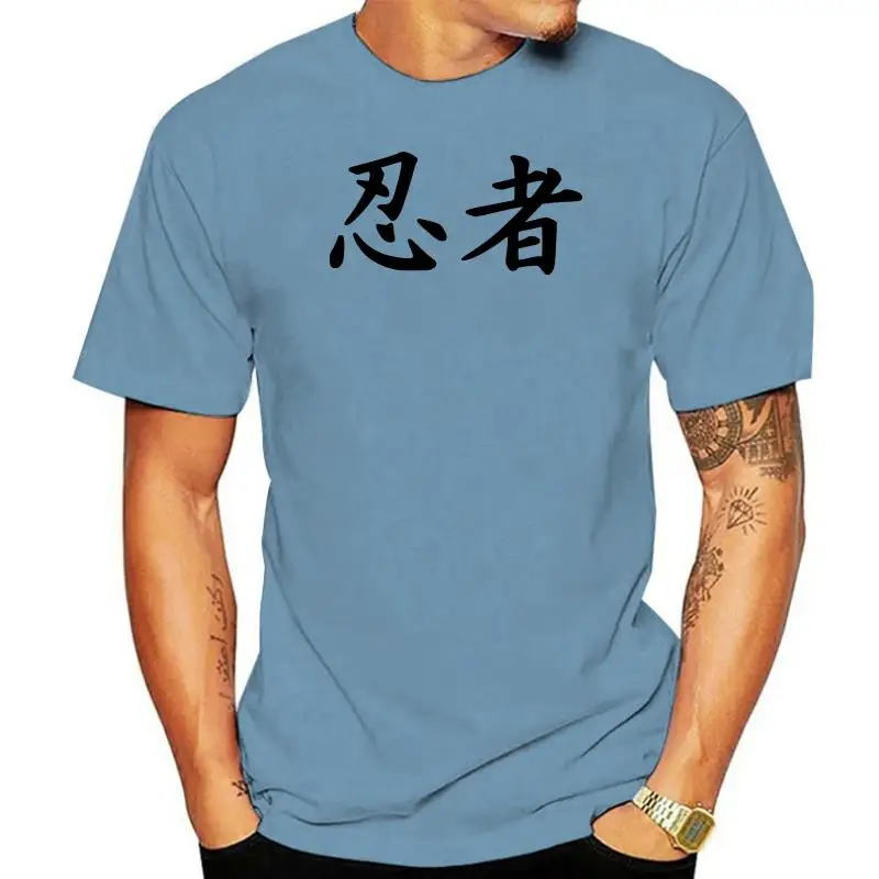 

White Tshirt Men Ninja kanji Top T-Shirts For Men Chinese Character T Shirt Slim Fit Plus Size XXXL Nice Kung Fu T Shirt