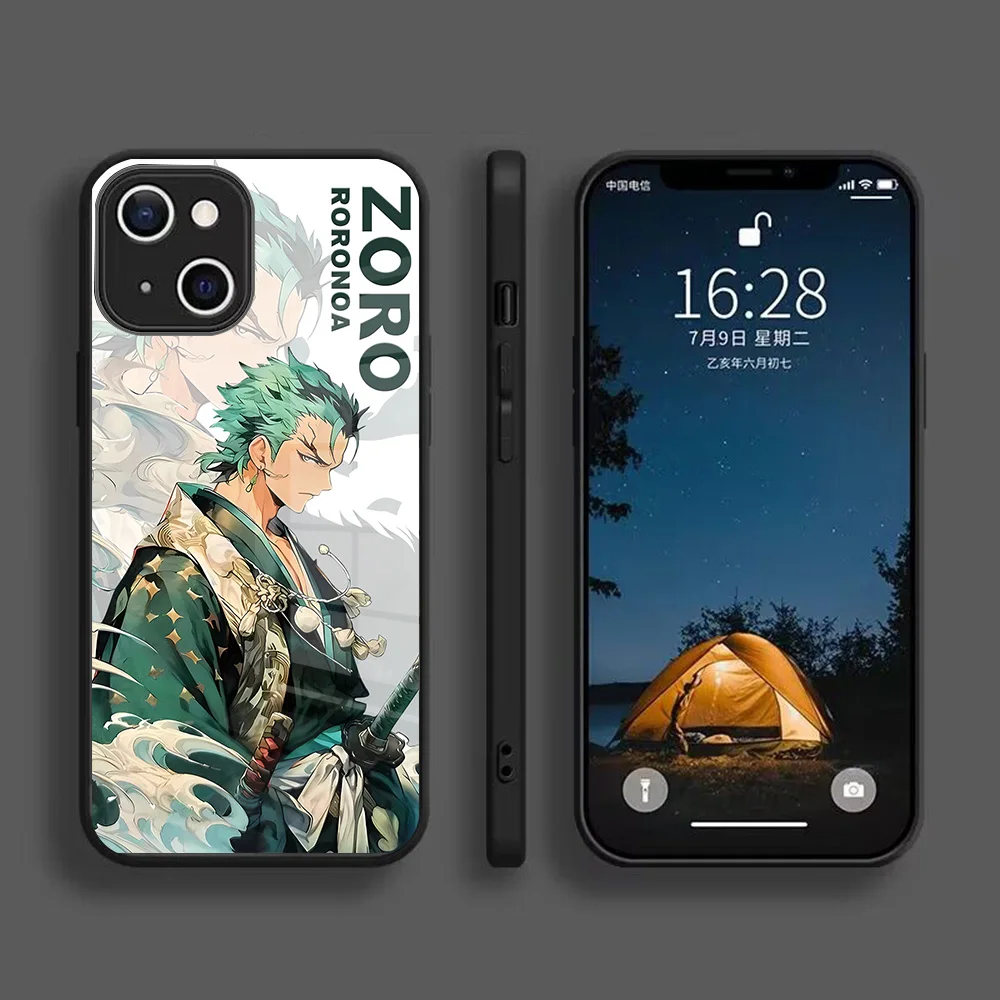Anime O-One P-Pieces Phone Case for IPhone 16 15 14 13 12 Mini 11 Pro XS Max XR X SE 2022 8 7 Plus Glass Soft Frame Back Cover