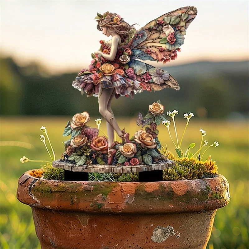 Сказочный сад деревянные колья акриловая роза сказочный танец эльф украшение