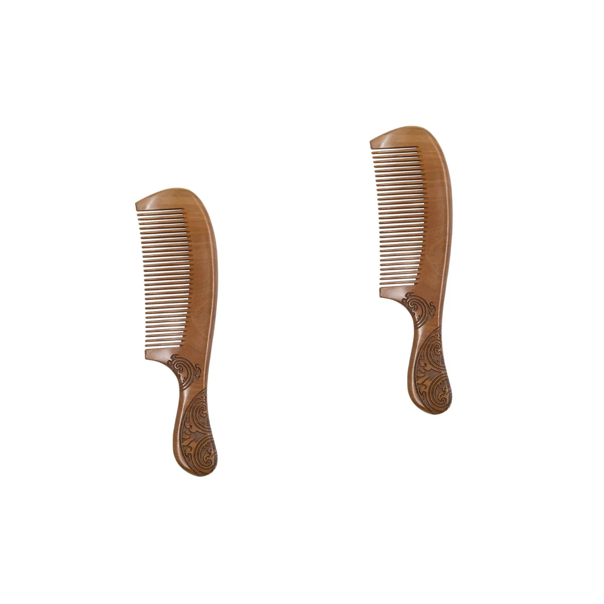 

2 Pcs Mahogany Comb Hair Brushes Peach Wood Boutique Carved Wooden Women Women's