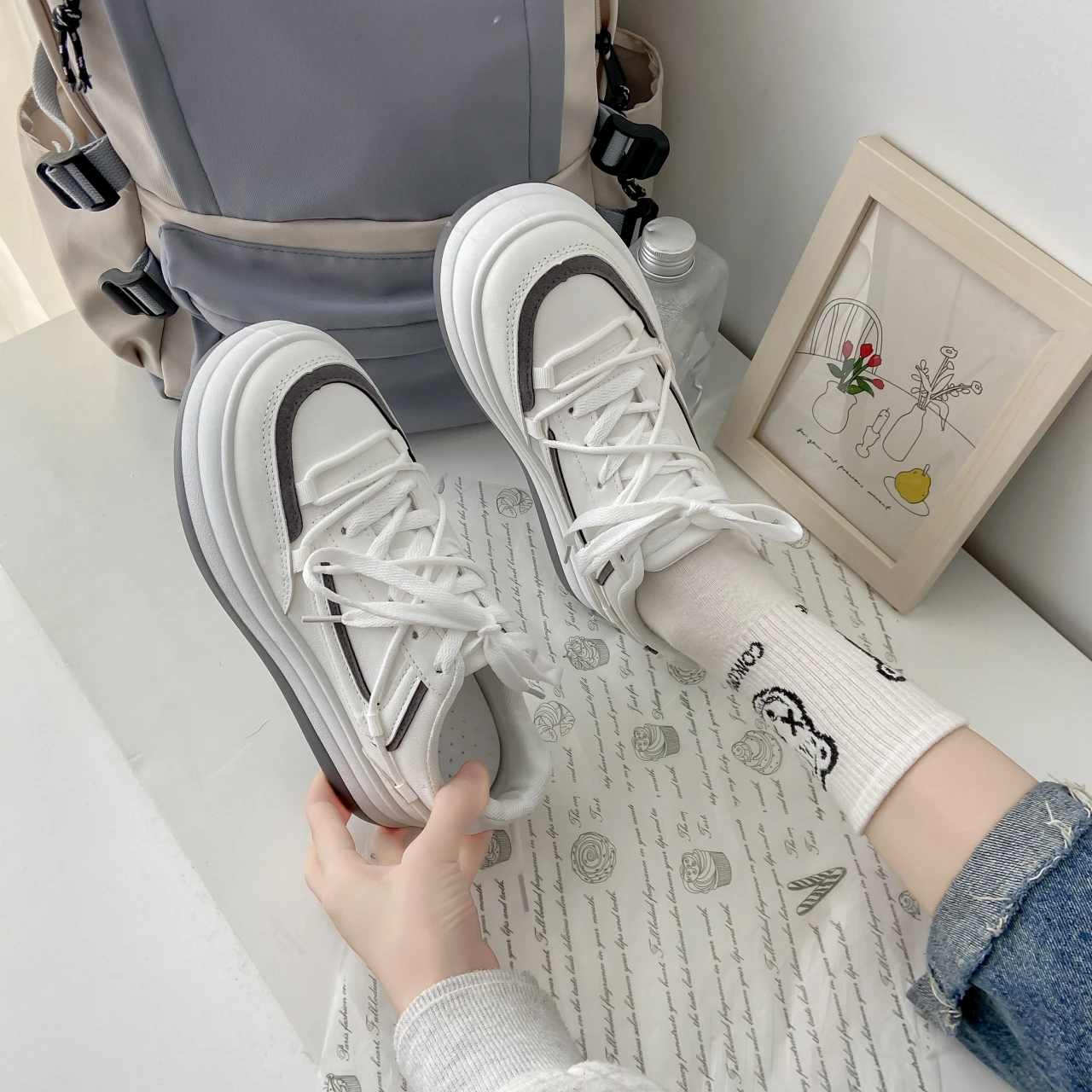 

Маленькие белые женские туфли HKXN, Новинка весна-осень 2022, подходящие к цвету натуральные кроссовки с большой головкой, модные кроссовки в ни...