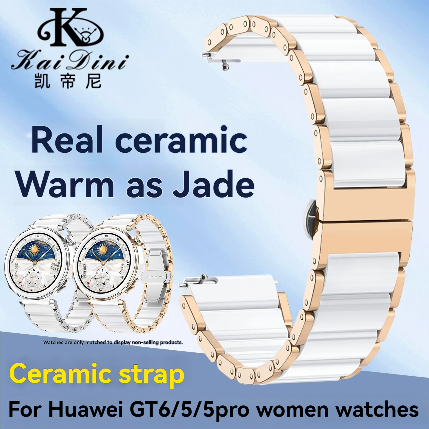 Фото Керамический ремешок для часов Huawei Watch GT5 Pro 42 мм GT6/GT5/GT4 41 мм металлический браслет 18 мм для часов Сменный ремешок-браслет №1