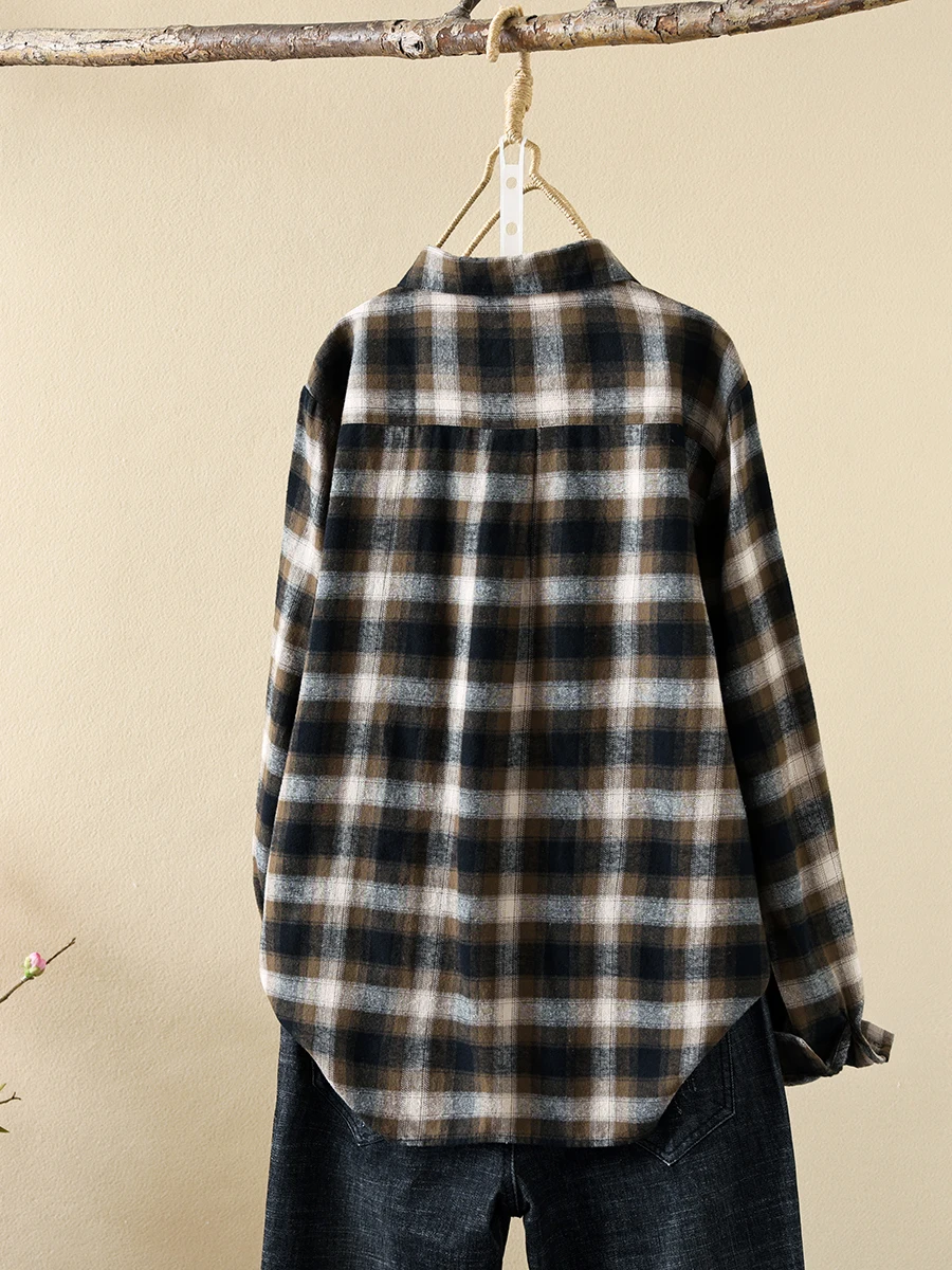Sanding Plaid Shirts Women Autumn and Winter Thick Shirt Export Orders Exported to Japan High Quali Pure Cotton Inner wear ...