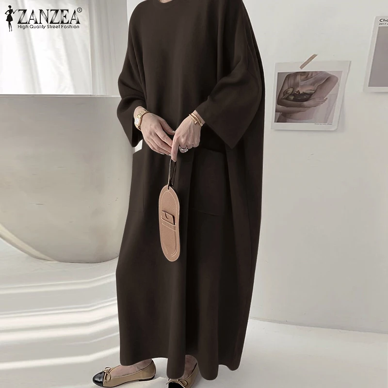 

Женское однотонное платье-свитшот с длинным рукавом и круглым вырезом