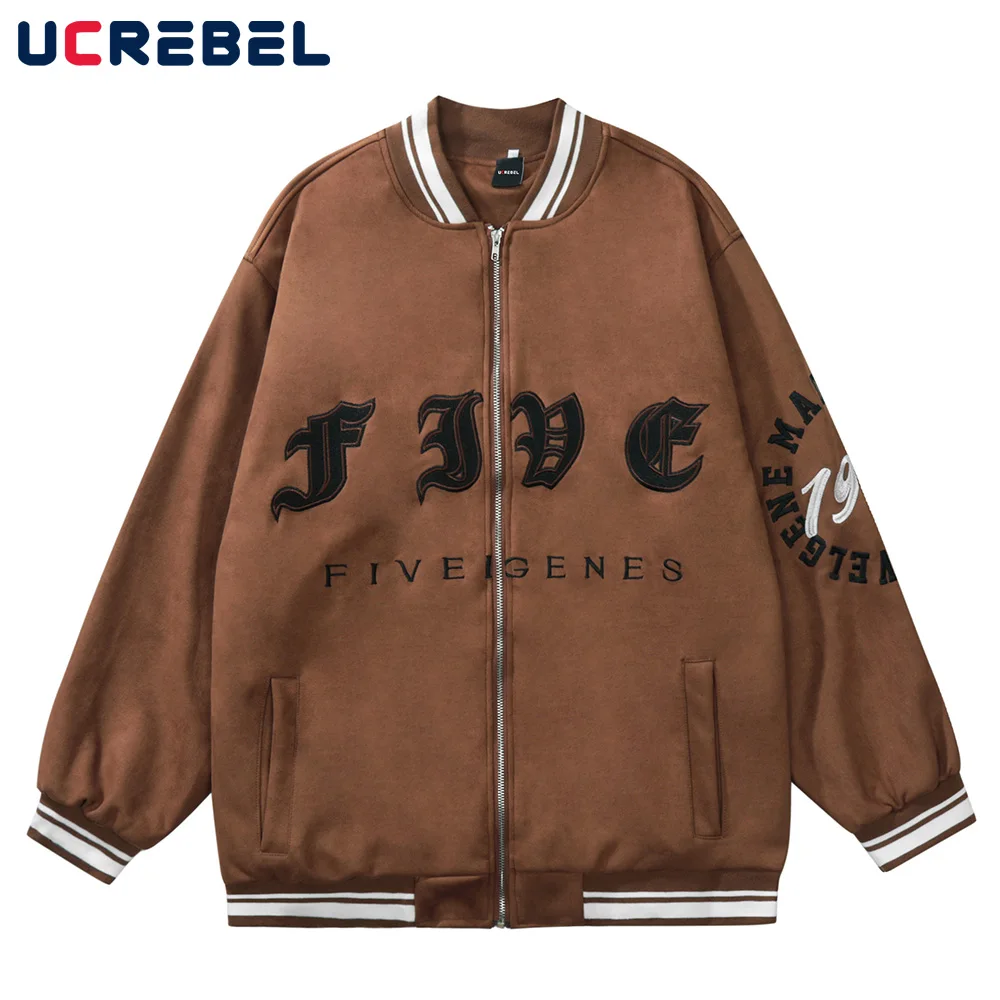 

Letter Embroidery Baseball Jacket Mens High Street Loose Baseball Uniform Autumn Streetwear Color Block Casual Outerwear Men