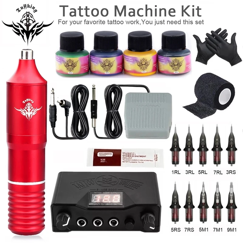 Professional Tattoo Machine Sets Rotary Pen With Cartridges Needles Permanent Make-up Machine Accessories Body Art Tattoo Supply