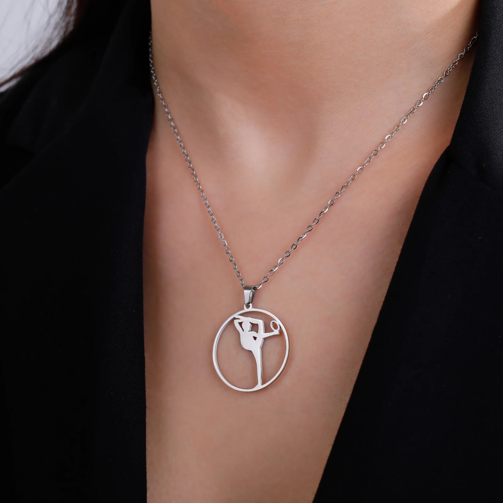 Unift Художественная гимнастика балерина Женская цепочка на шею из нержавеющей