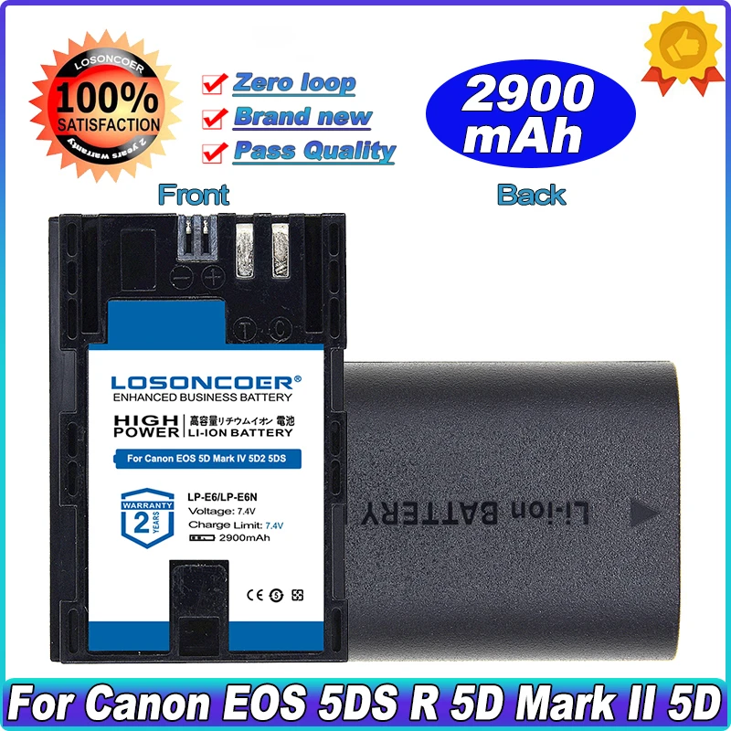 

New Battery 2900mAh LP-E6 LP-E6N Battery For Canon EOS 5D Mark IV 5D2 5DS R Mark II 2 III 3 6D 60D 60Da 7D 80D 7D2 7DII 70D 5DSR