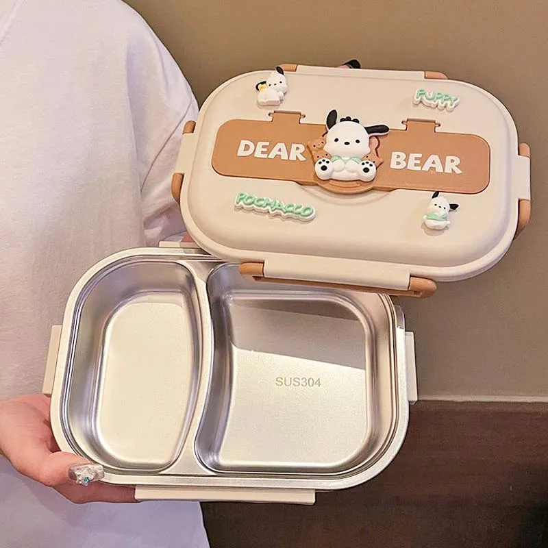 

Sanrio Lunch Case Kuromi Kawaii Cinnamoroll Pochacco Purin Dog Kawaii Cartoon 850/1500Ml Large Capacity Student Picnic Fresh Box