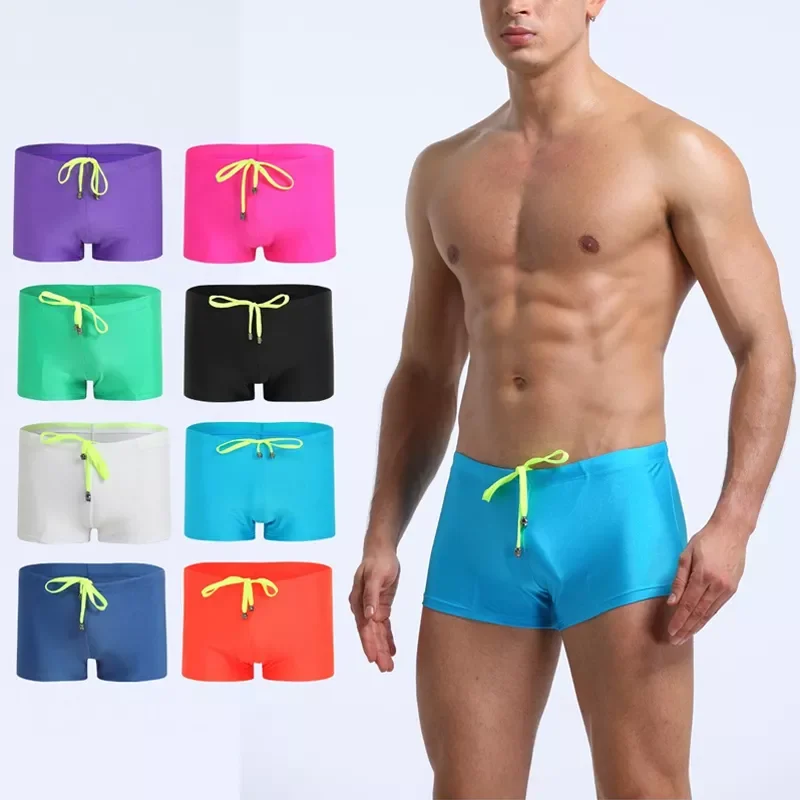 

Summer Men's Swimming Short Pants Trunks Boxer Beach Shorts Male Fashion Solid Color Swimwear Breathable Quick-drying Pants
