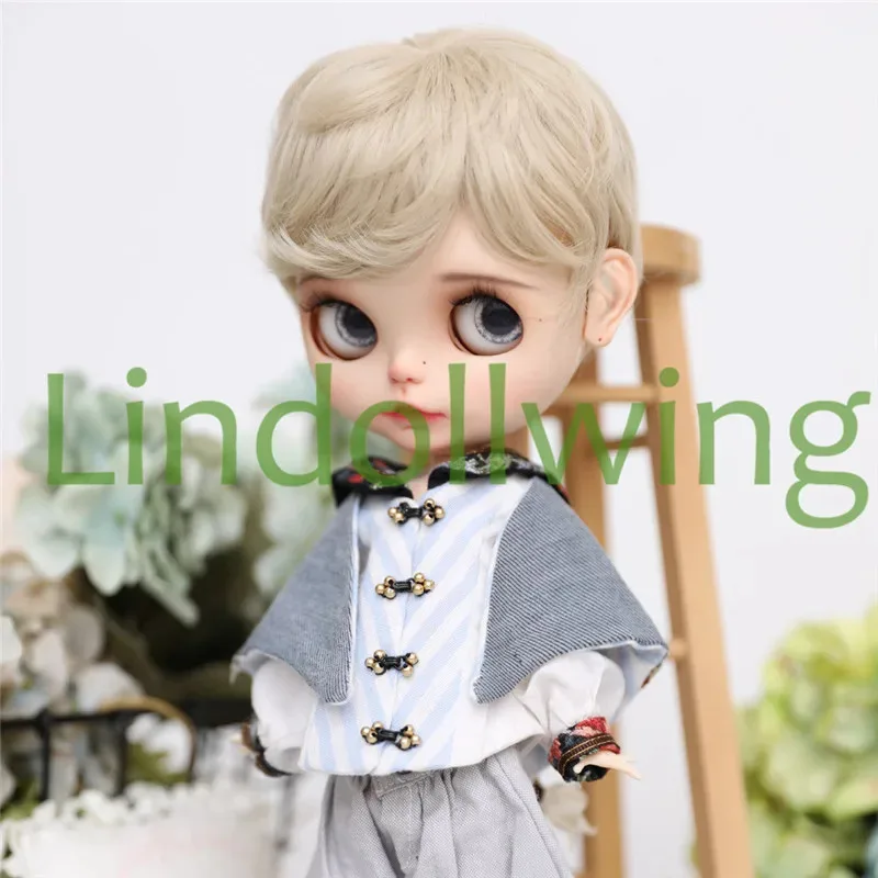Фото Парик Blyth Qbaby Amydoll, 9-10 дюймов, короткие кудрявые светлые волосы №3
