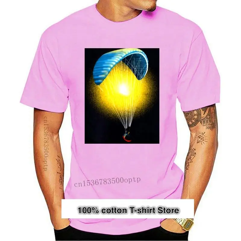 

Camiseta con diseño de parapente para hombre, camisa de cuello redondo con letras Sunlight, informal, para Primavera, nueva
