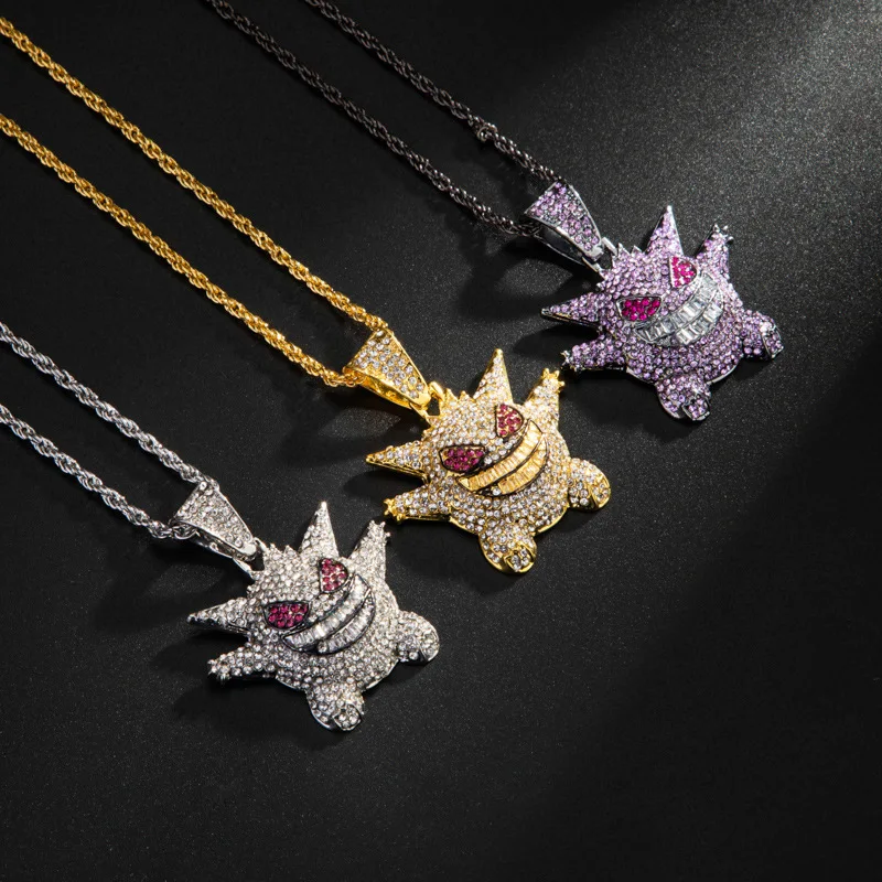 

Pokemon Gengar Anime Figures Funny Necklace Pendant Cartoon Dolls Jewelry Boy Girls Kawaii Pikachu Model Accessories Kid Gift