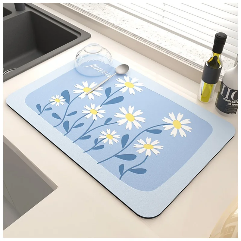 

Ins Super Absorbent Coffee Drainer Mats Drain Pad Rubber Dish Drying Mat Tableware Bottle Rugs Kitchen Dinnerware Placemat