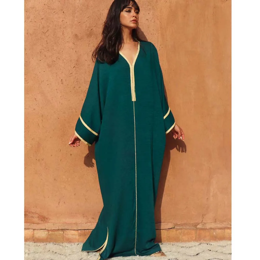 

Kaftan Muslim Dress Women Ramadan Elegant Long Sleeve Muslim Dubai Abaya Islam Turkey Jellaba Moroccan Long Dress 2022 New