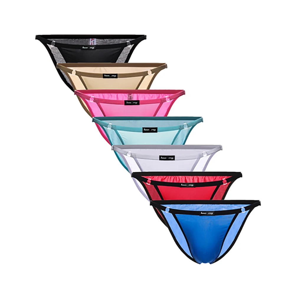 Tyhengta Men's Adjustable Silk Underwear String Bikini Briefs Low Rise Men's Sexy Slim Fitted Underwear