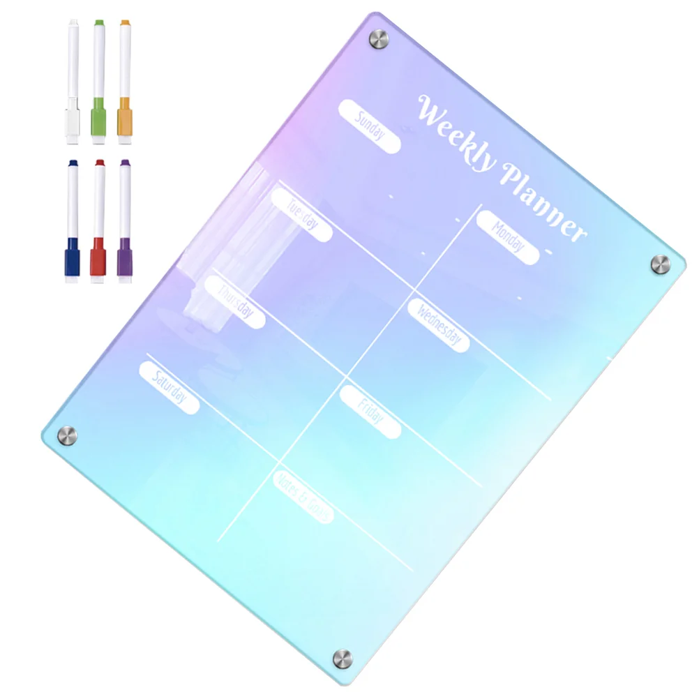 

Weekly Planner Acrylic Calendar Fridge Magnetic Dry Erase Board White Pen Whiteboard Meal Sticker