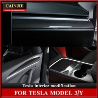 for tesla model 3 2022 accessories interior modification carbon fiber abs model y center console sticker model three