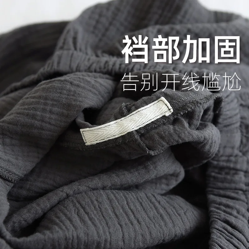 Pajamas Cotton Men's Suit Loose Spring and Autumn Large Size Cotton Crepe V-neck Long-sleeved Casual and Comfortable Loungewear