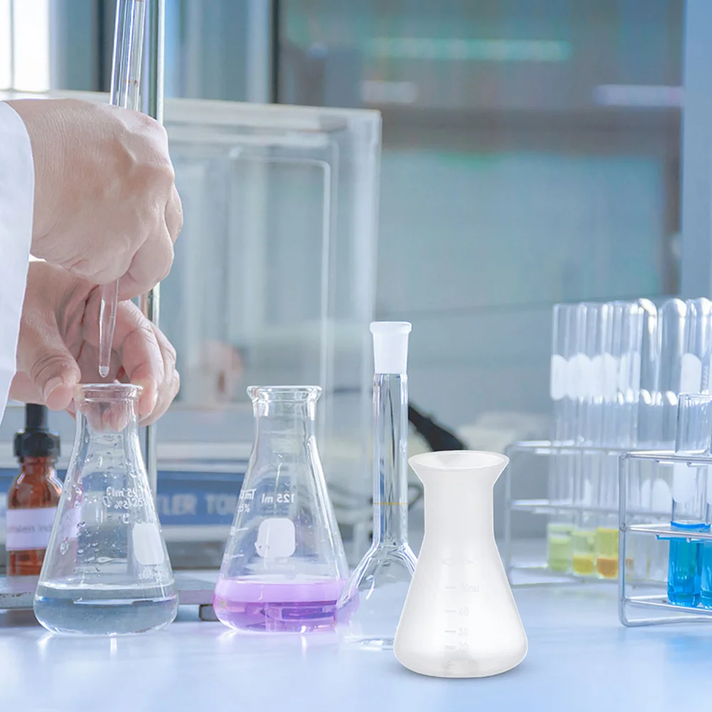 6 Pcs Flask Plastic Beaker Vacuum Beakers Laboratory Supplies Transparent Chemical Erlenmeyer