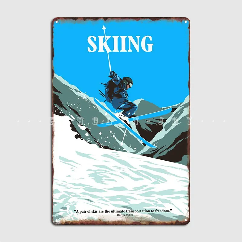 

Skiing Metal Plaque Poster Wall Pub Classic Cave Pub Plaques Tin Sign Poster