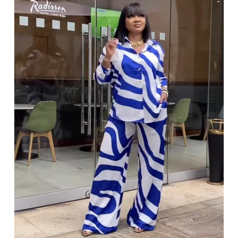 

Женский комплект из 2 предметов, рубашка с длинным рукавом и брюки в африканском стиле