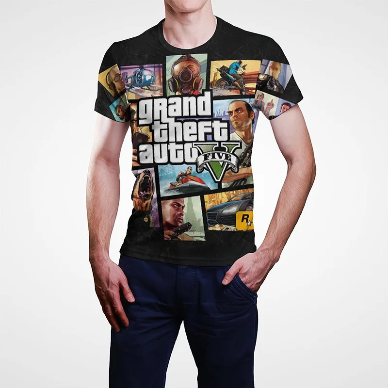 Футболка Grand Theft Auto Gta с 3D принтом для мальчиков девочек детей модная крутая
