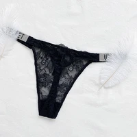 women sexy panties letter rhinestones lingerie g string thongs comfort seamles satin silk intimates comfortable underwear black