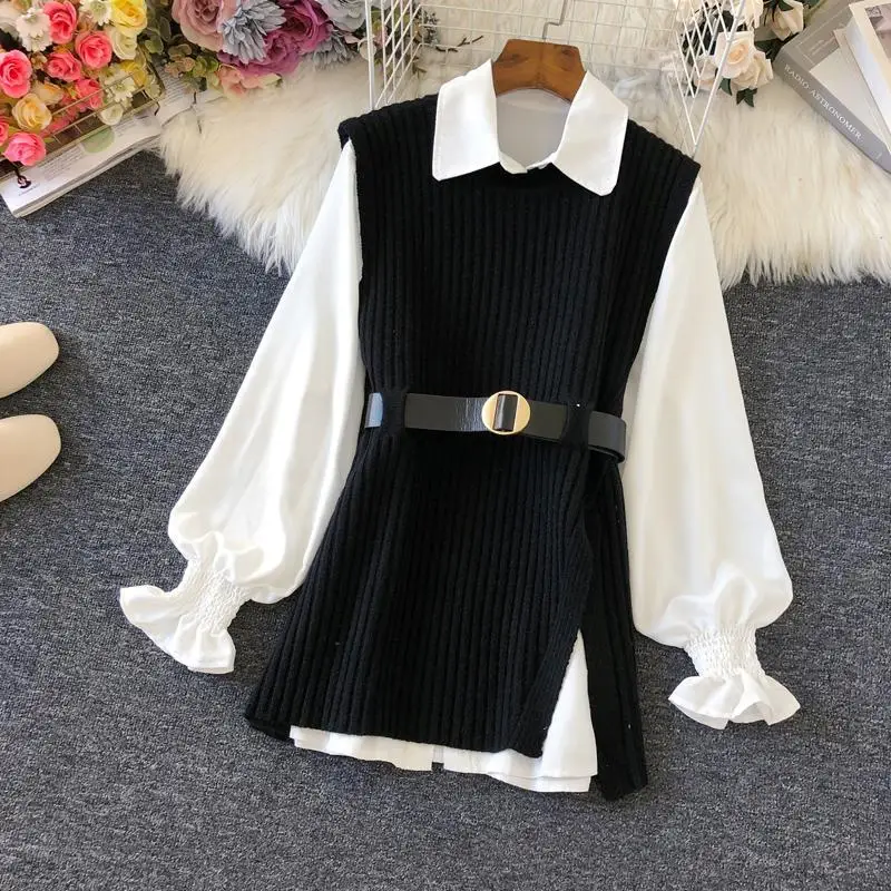 Shirt Knitted Vest 2023 Spring Dignified Goddess Fan High Quality Casual Fashion Trending Suit Fashion