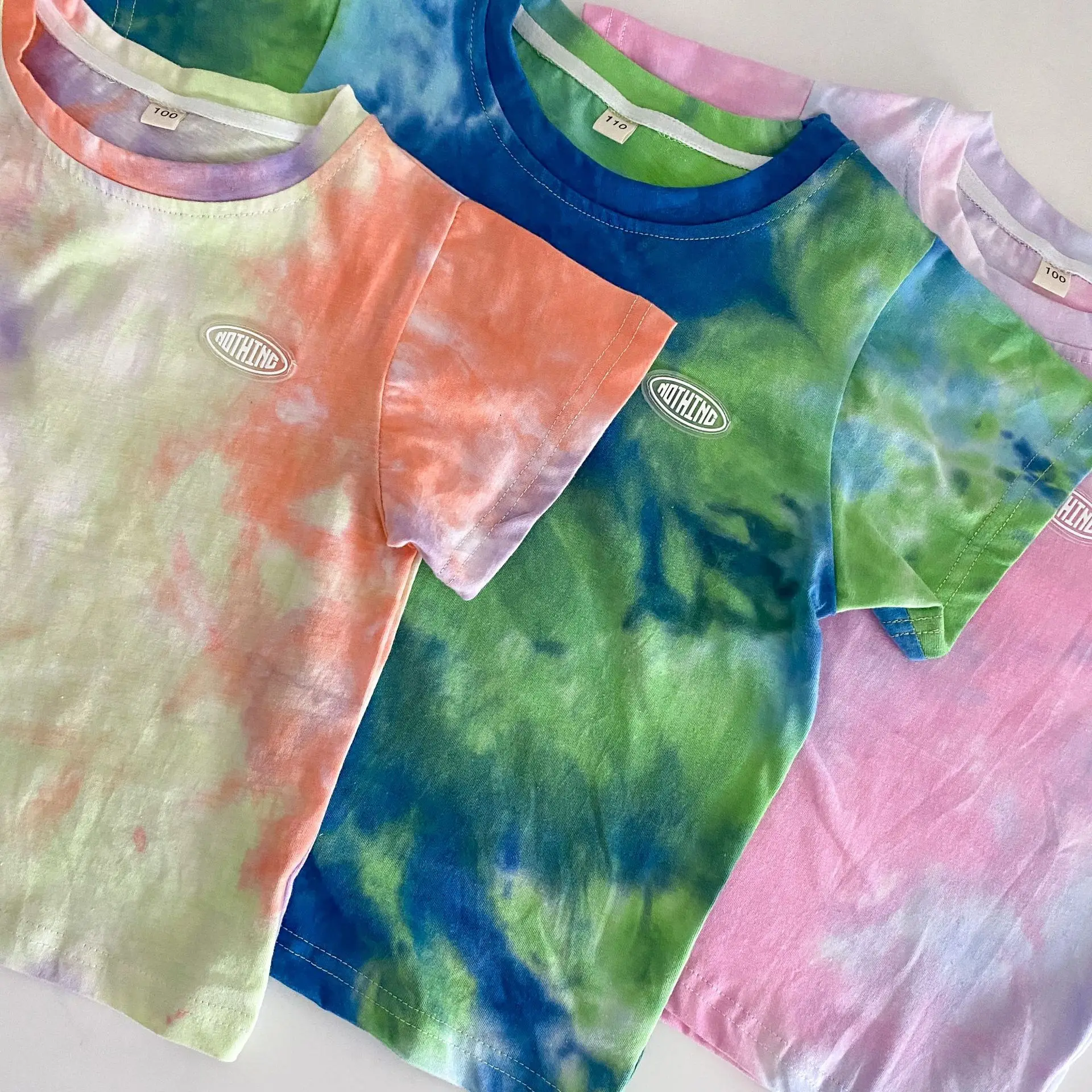 2022 New Fashion Casual Cotton Tie Dye Printing Children's T-Shirt Bottoming Shirt Boys Clothes Girls Clothes Baby Girls T-Shirt