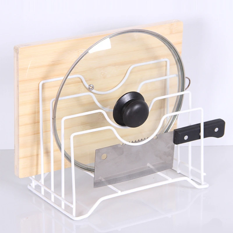 

Metal Pot Lid Holder Storage Rack Chopping Board Organizer Pot Lids Racks Stove Stand Holder Pantry Kitchen Supplies