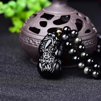 8mm bead feng shui gift obsidian pixiu pendant necklace for man and women handmade good lucky amulet jewellery