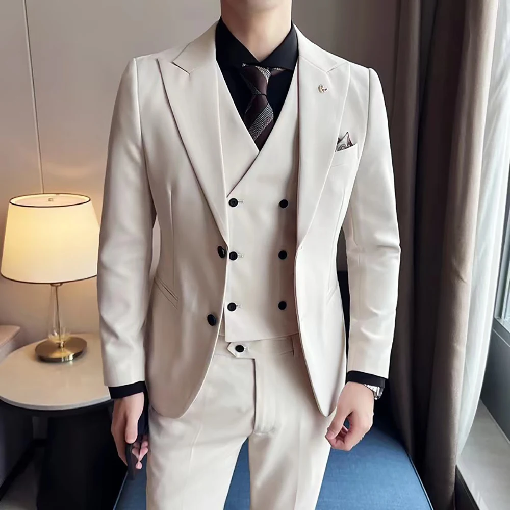 

Men's WEDDING Suit 3 -PIECE SET Single Buckle Custom Wedding Grooms Grooms Groom's Suits for Elegant Boys Full Male Man Ternos