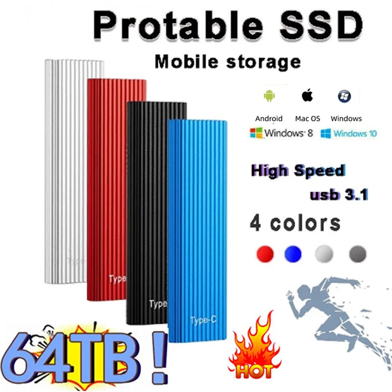 New External Flash Drive HDD Portable 1tb SSD 2TB 4TB 8TB HD Externo Hard Disks USB3.0 Storage Decives for Computers Notebook