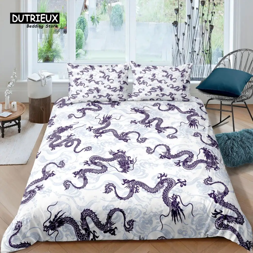 Роскошный комплект постельного белья с 3D драконом для дома пододеяльник