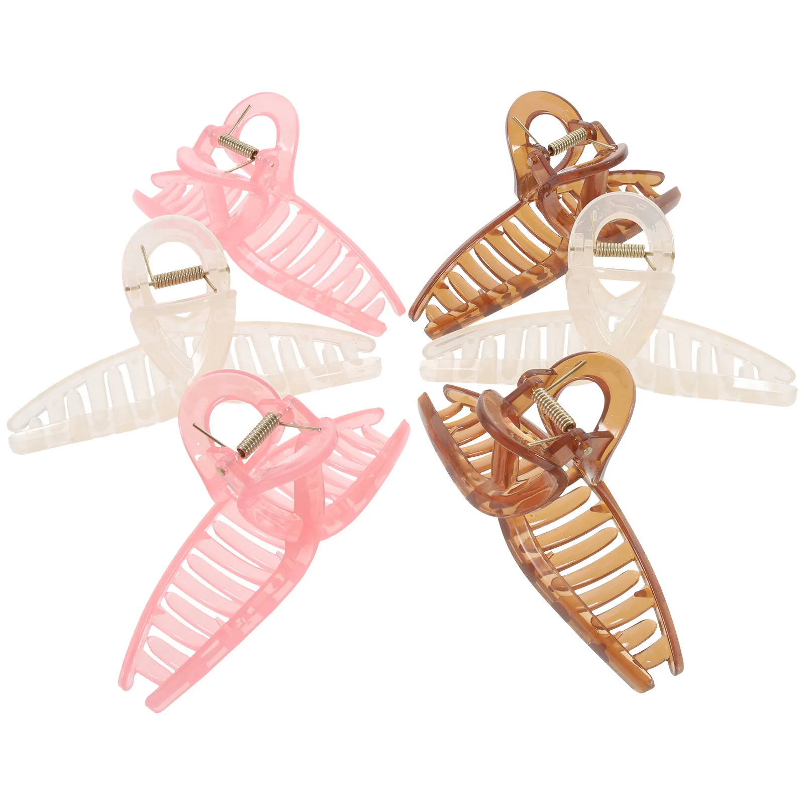 

6 Pcs Korean Hair Clips Big Claw Thick Long Women Thin Large Jelly Color Plastic Jaw Decorative