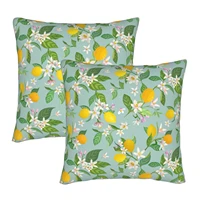green lemon blossom winter double sided plush hidden zipper modern square pillow bed sofa living room car office 18x18 inch