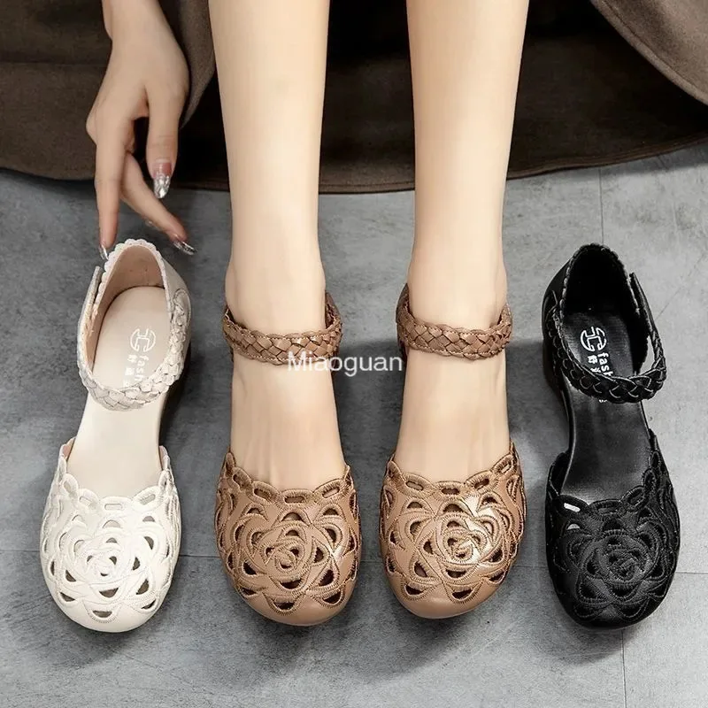 Сандалии-гладиаторы женские на высоком каблуке 5 см классические босоножки с